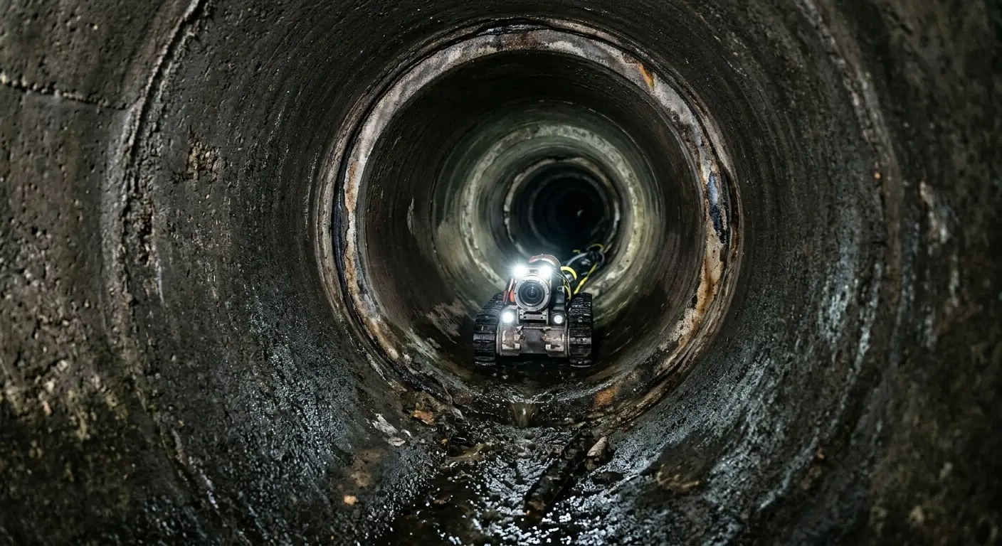 Robotic sewer camera inspecting pipe interior for Sewer Line Repair in Harvard
